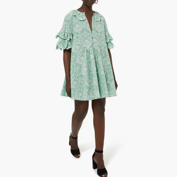 Maje Raberie Embroidered Eyelet Cotton Dress hold C - Picture 16 of 16